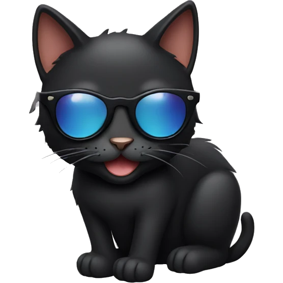 Black Cat wearing sunglasses and smile emoji