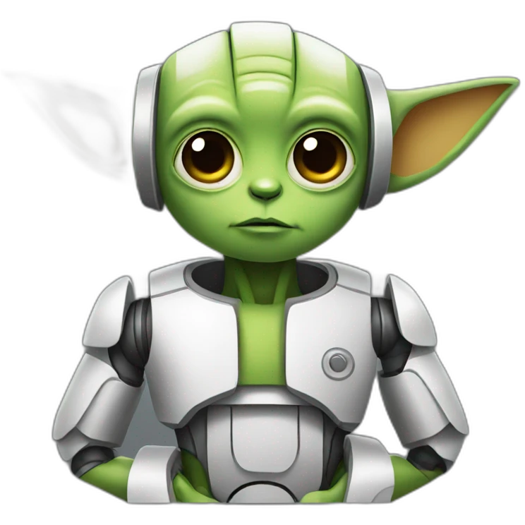 cute robot with yoda ears emoji