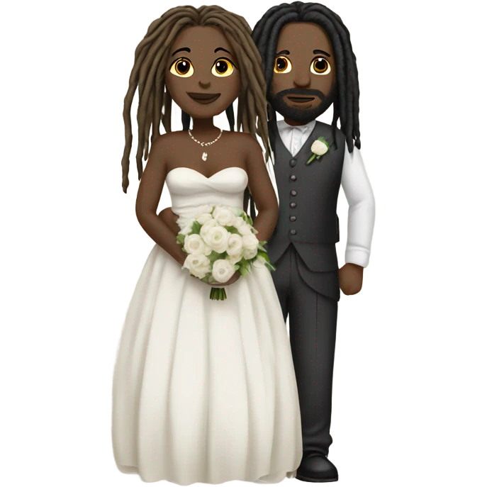 full body Plus size couple with dreads wedding pale emoji