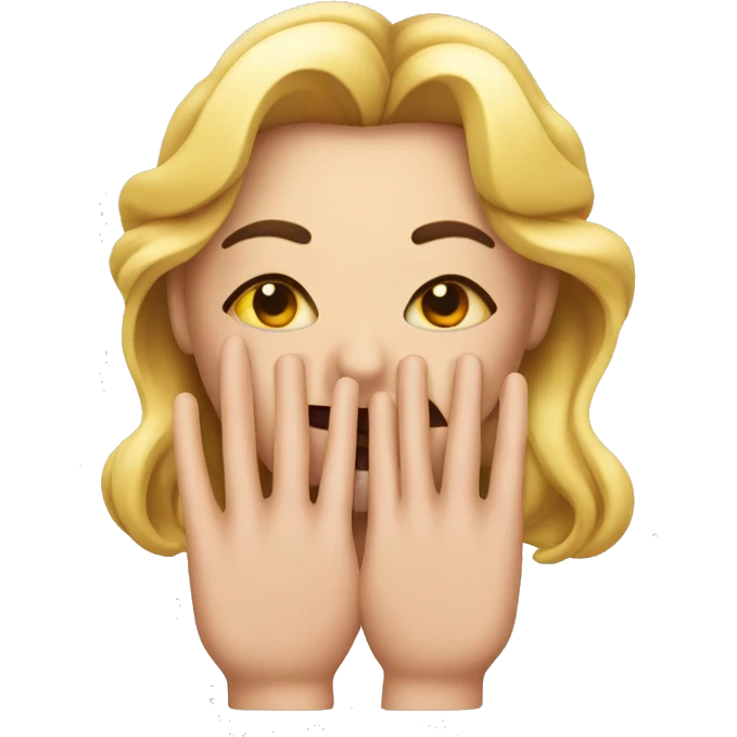 An emoji with close eyes, with big lashes and big lips that are puckering with hands on it side that have long nails and the fingers are touching that palm of the hand  emoji