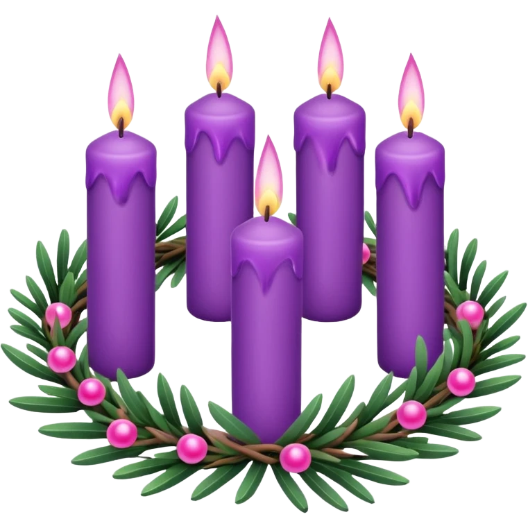 advent wreath with 3 purple candles and one pink candle emoji