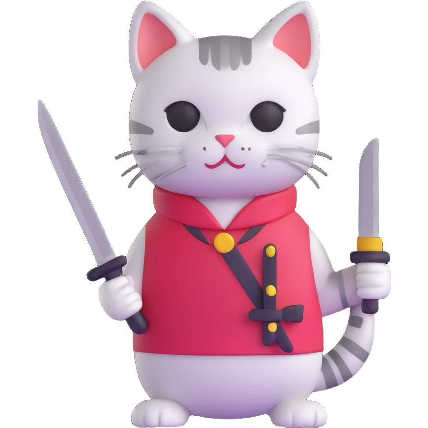 cute cat with a knife emoji