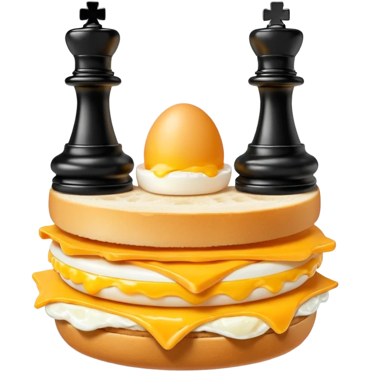 Chess pieces boxing on an egg sandwich emoji