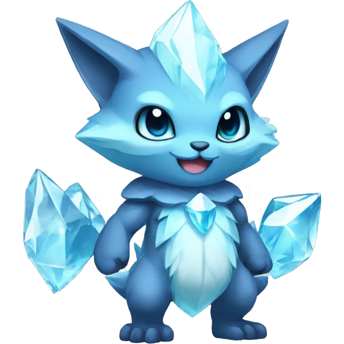 a anthro crystallized chibi-style rock-type-ice-type Fakémon-hybrid full body emoji
