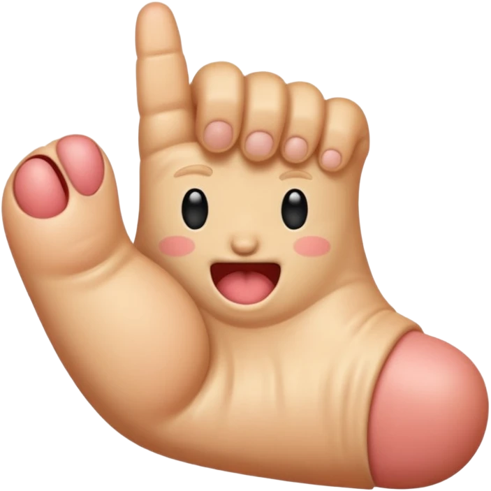 Foot flipping a middle finger emoji