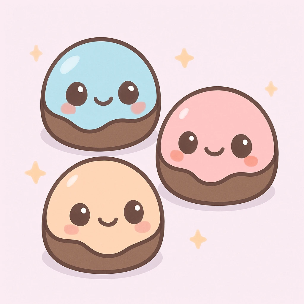 bombones, chocolate candies, kawaii style emoji