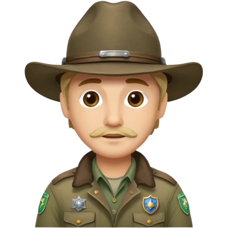 mountain ranger with hat and badge emoji