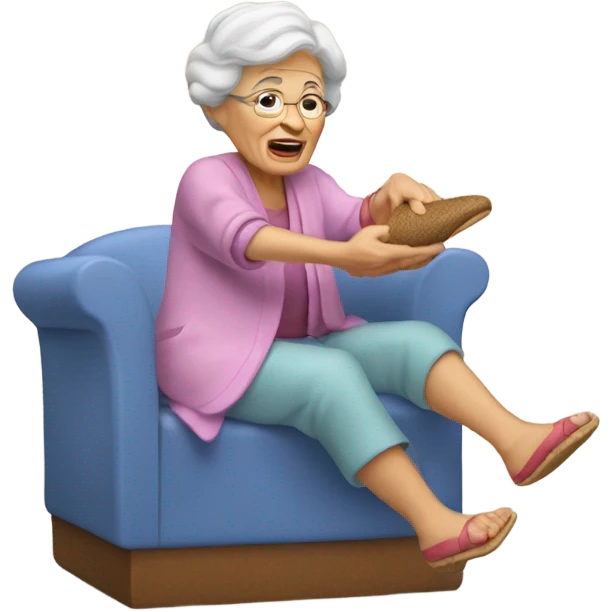 A grandma throwing a slipper emoji