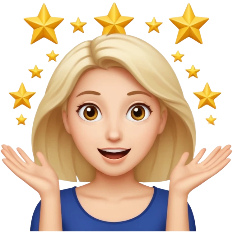 pria dengan ekspresi senang / excited dengan mata menjadi bintang emoji