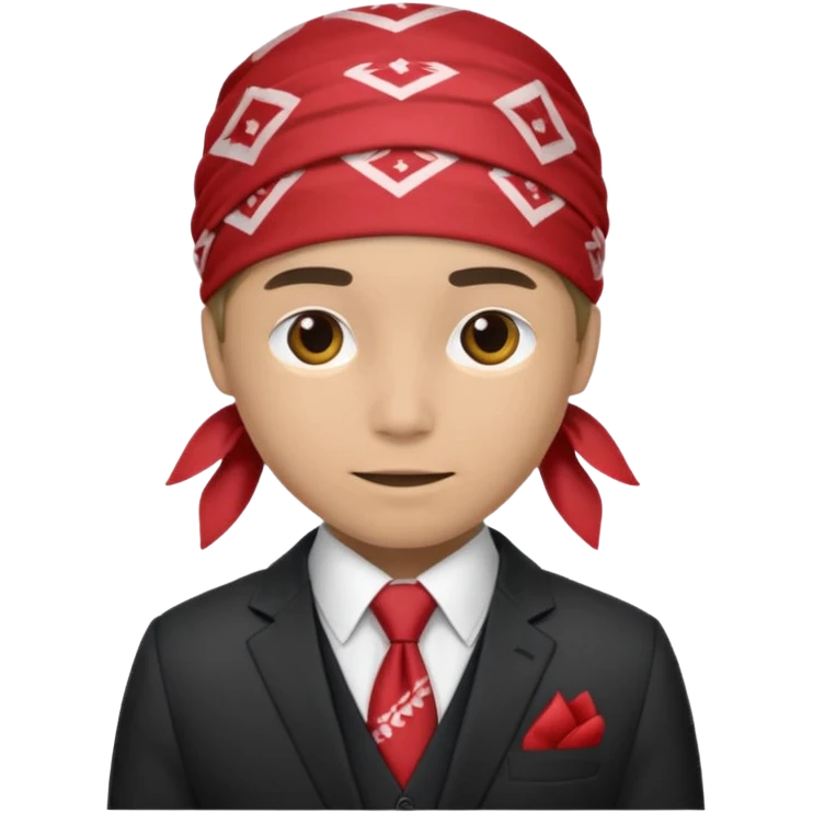 Character wearing a bandana and a suit emoji
