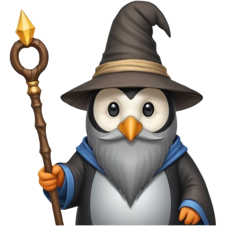penguin wizard holding a staff emoji