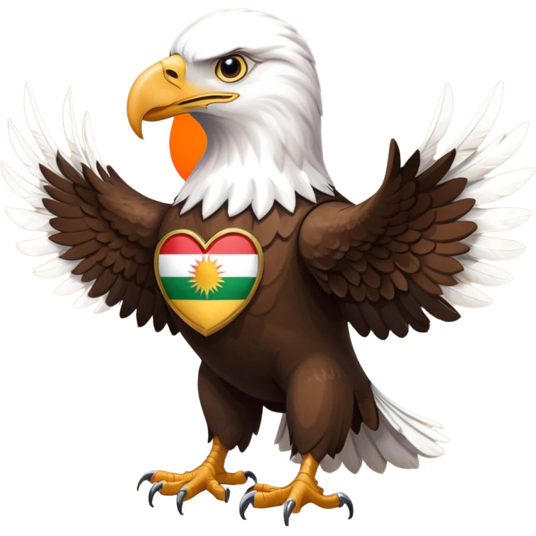 an eagle with its back turned and the Kurdistan flag on its back emoji