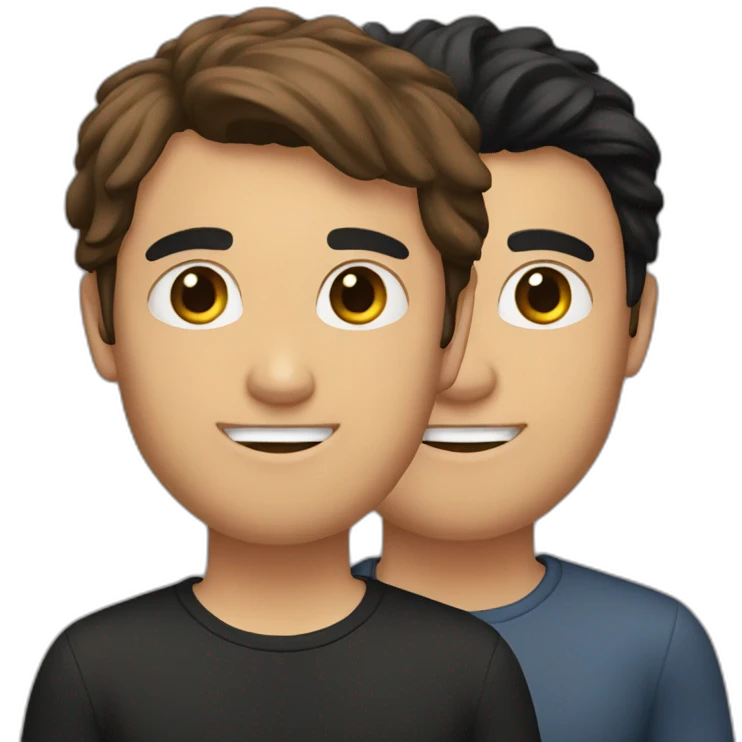 1 brown hair man and black hair one emoji