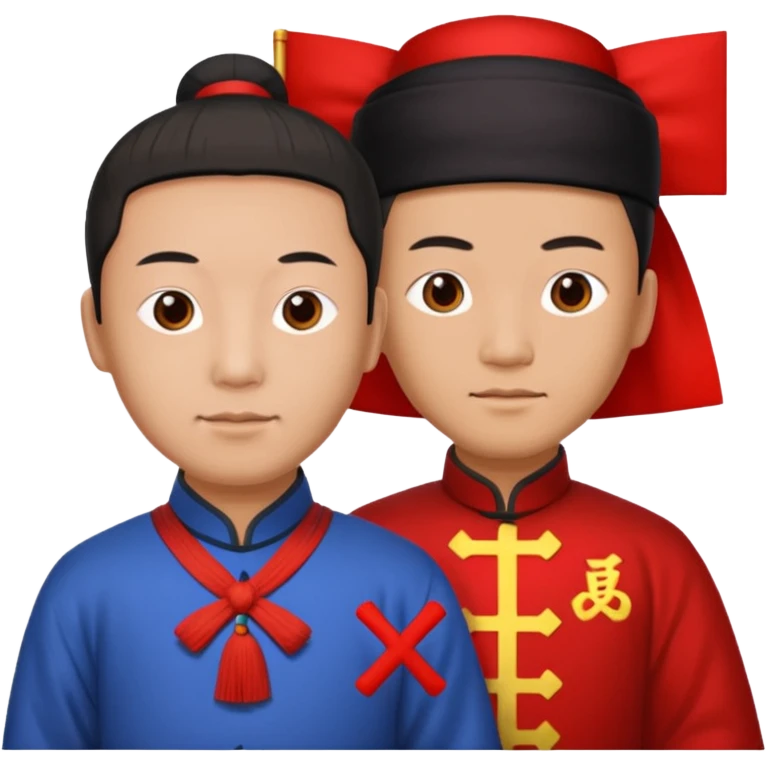qing empire man holding a red x to a non-qing empire man emoji