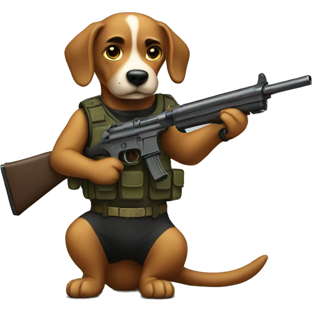 A dog with a gun emoji