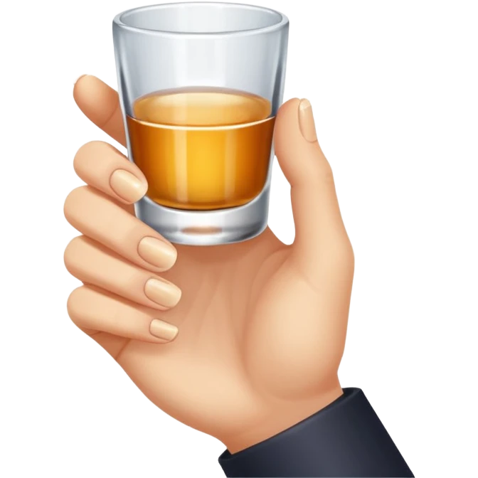 a hand holding a tiny shot glass emoji