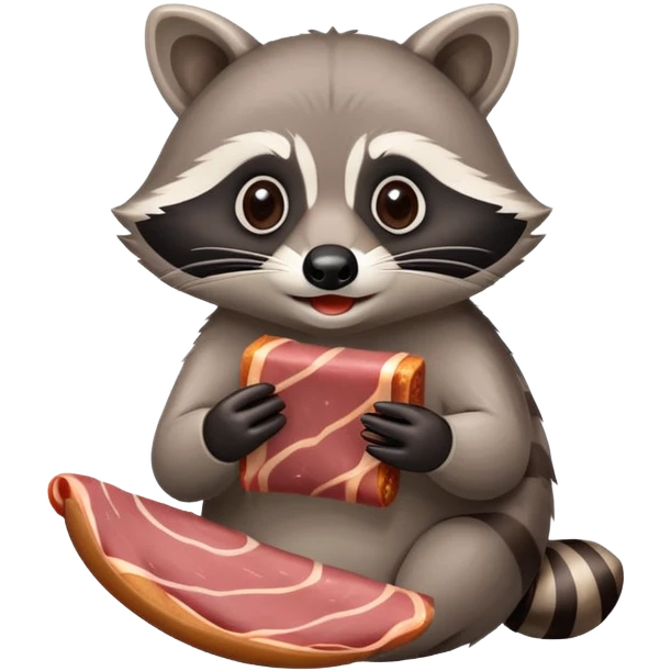 raccoon eating SPAM meat EMOJI  emoji