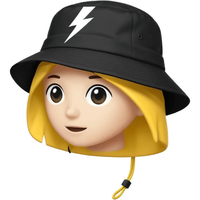 A streetwear-style bucket hat with a small lightning bolt on the side, minimalistic design emoji