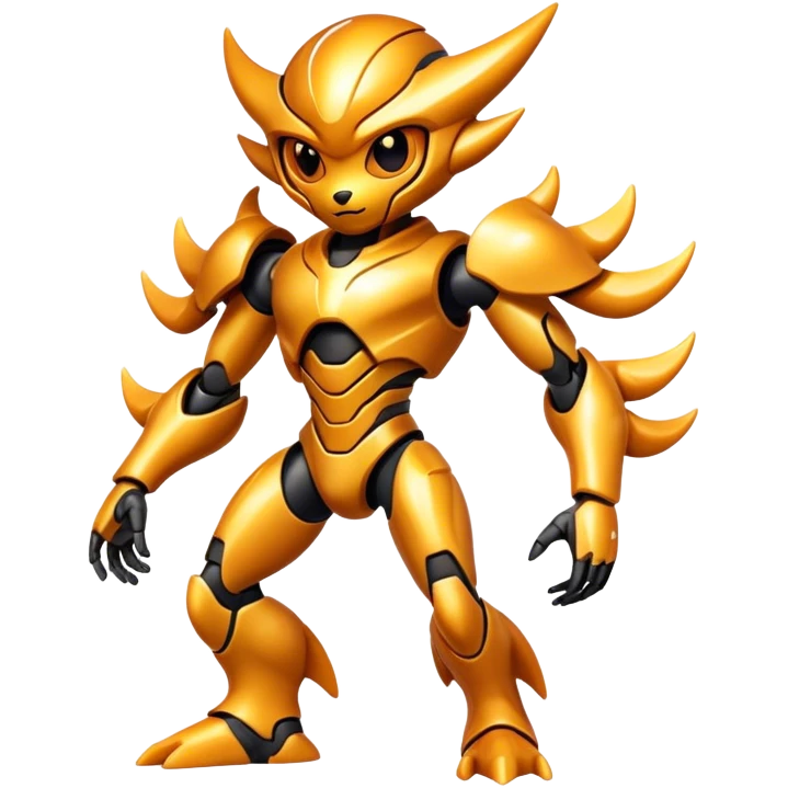 Shiny Futuristic Fakemon-Pokemon-Digimon-Spectrobes-fusion, full body emoji