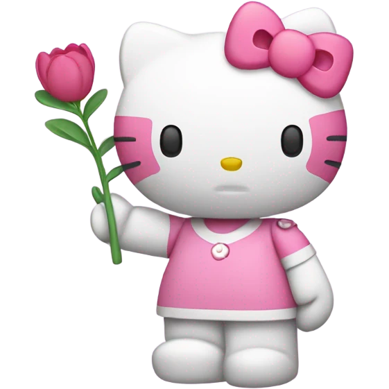 hello kitty holding pink 5 point leaf emoji