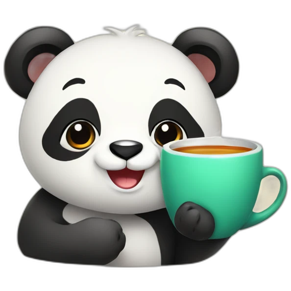 Cute panda with cup of tea emoji