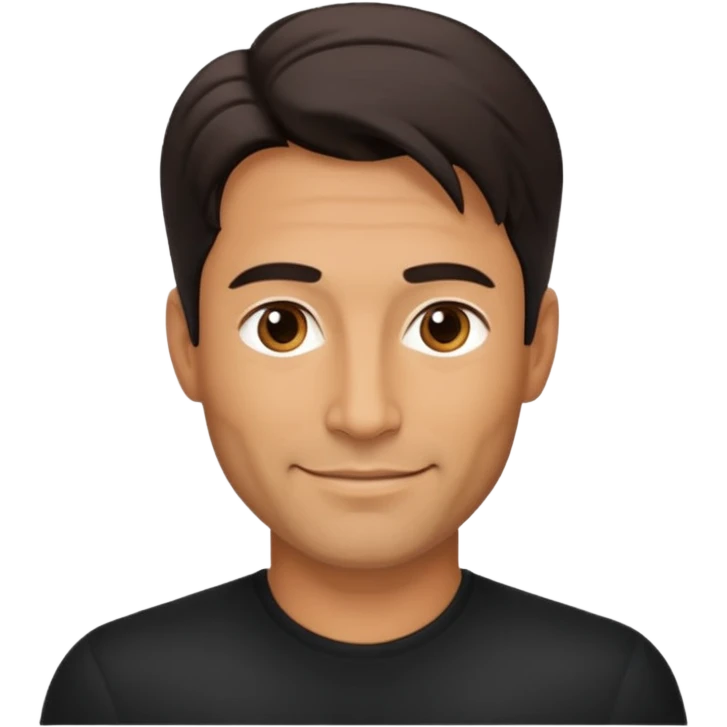 A very handsome successful man in his 40s. Day hair. Wearing black   emoji