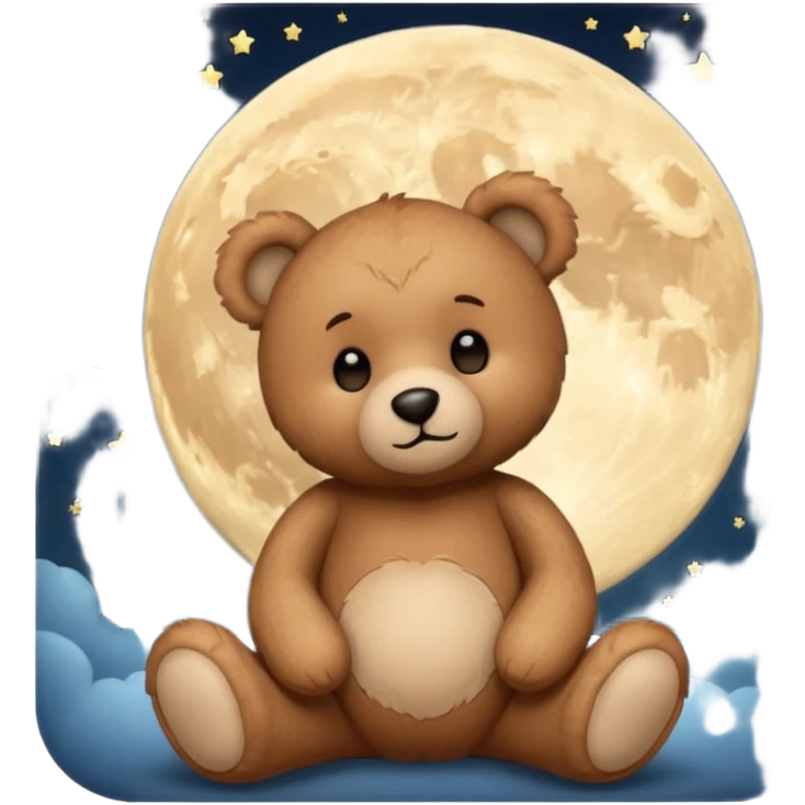 Teddy bear looking at moon emoji