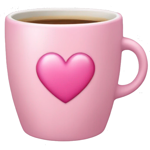 Light pink cup of coffee with a pink heart emoji