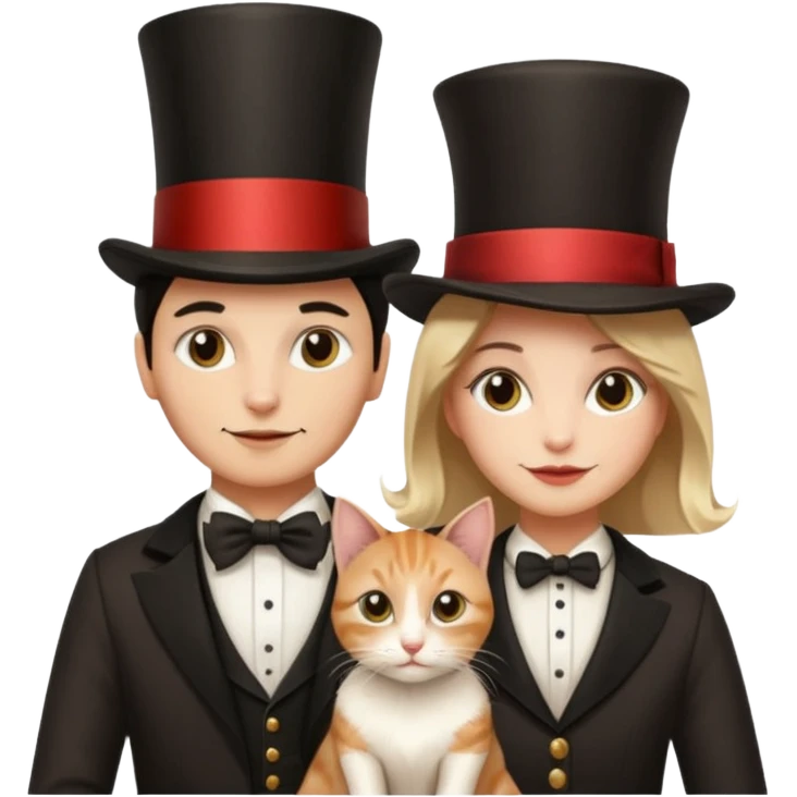 magician couple and their pet cat emoji