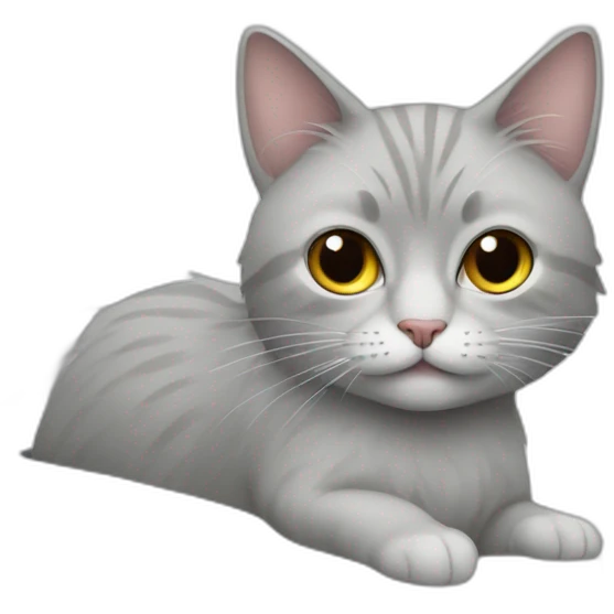 cat with long gray furr rides in the white car emoji