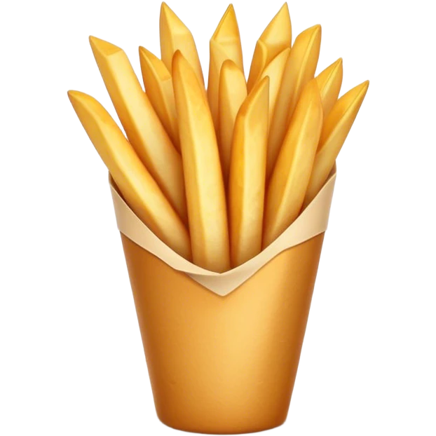 Cinematic Realistic Belgian Fries Dish Emoji, showcasing thick, crispy fries served in a paper cone rendered with detailed textures and golden, appetizing lighting. emoji