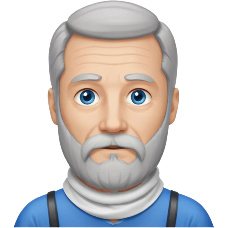 Older man with a long beard, a hard neck brace, and blue eyes. emoji