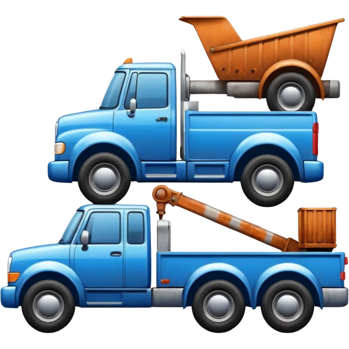 A car towed by a truck,the towed car is at right side and it’s tilt emoji