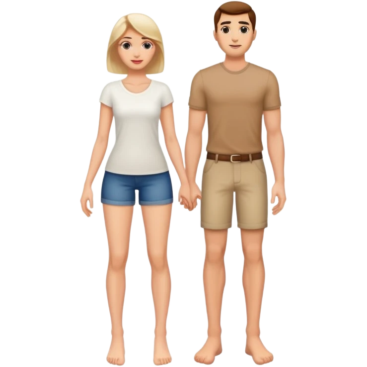 american pair men and woman photorealistic standing on feet emoji