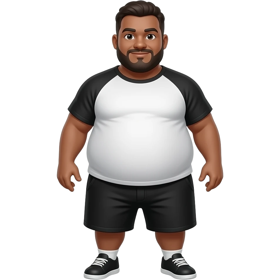 Fat black man wearing black and white and have a Douglas standing emoji like 🧍 but chubby and funny emoji