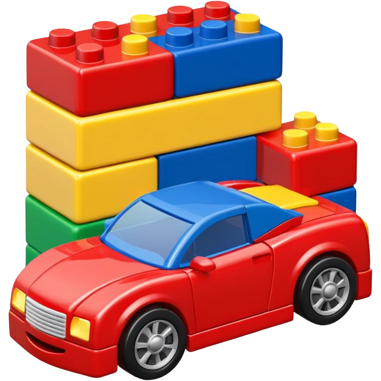Toy car beside building blocks emoji