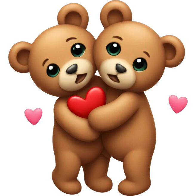 teddys hugging and hearts emoji
