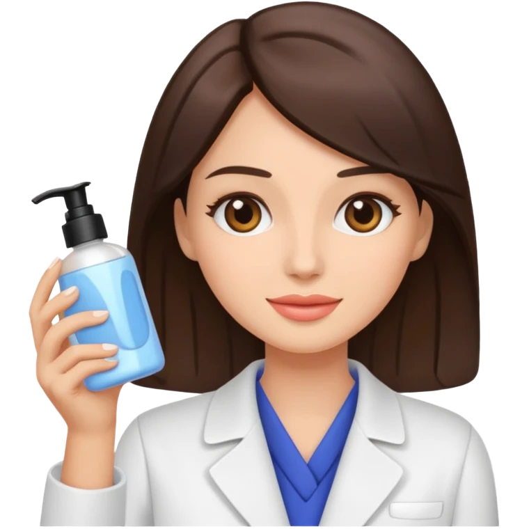 brunette woman holding skincare product emoji