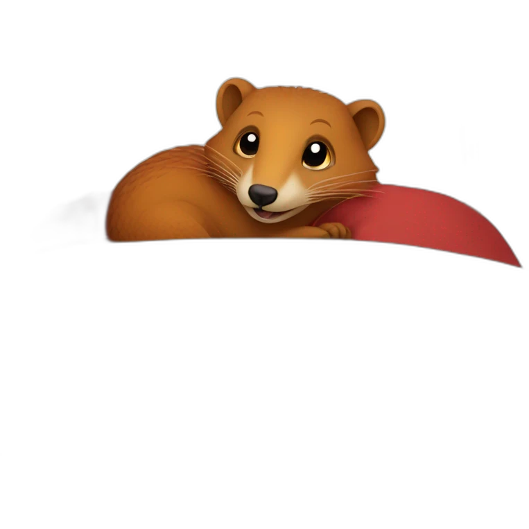 red cheerful mongoose in bed emoji