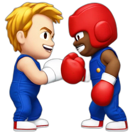 Chucky boxing with mario emoji