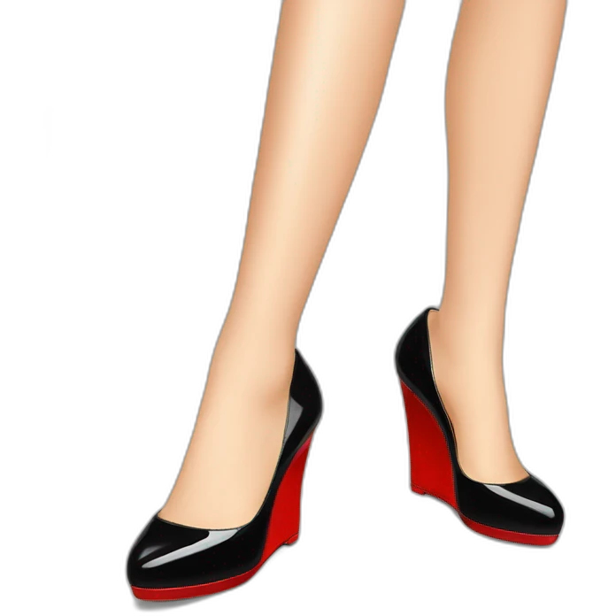 WEDGE heel LOUBOUTIN black leather PATENT emoji