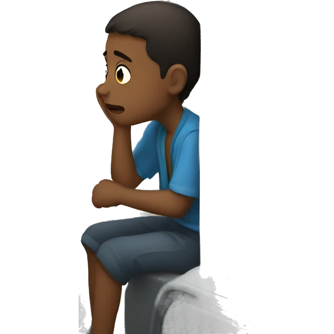 Boy crying while looking out a bus window emoji