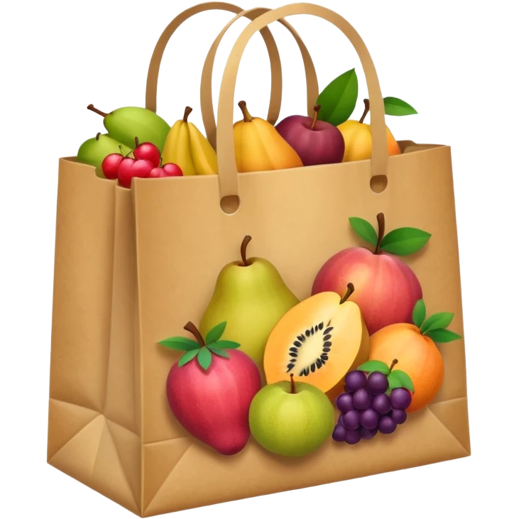 craft paper bag in fruits emoji