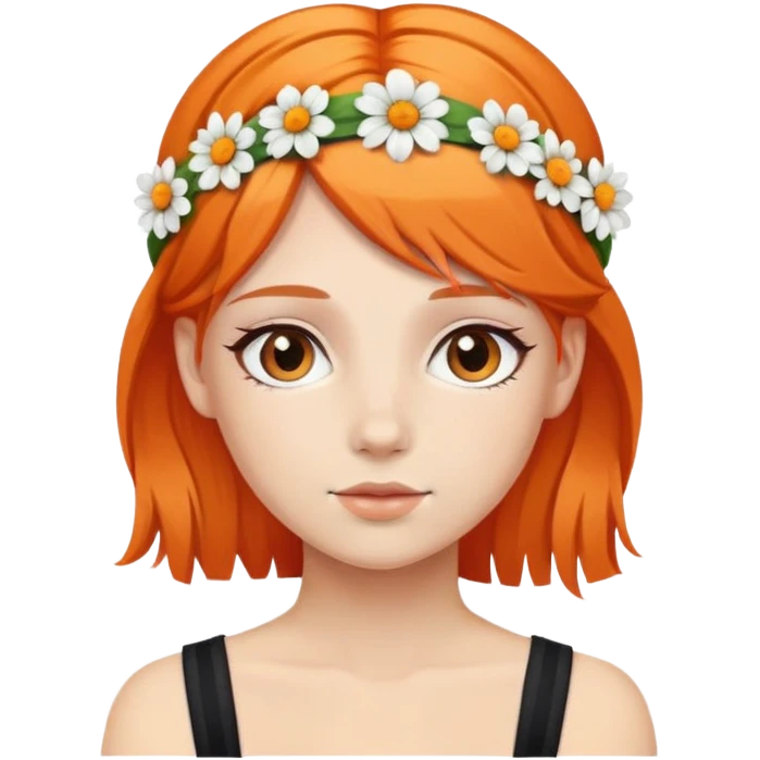 orange haired with headband with blooms girl emoji