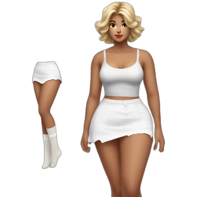 full-body-back-view-curvy-caucasian-beauty-skirt-lifted-by-the-wind-white-knickers and long socks emoji