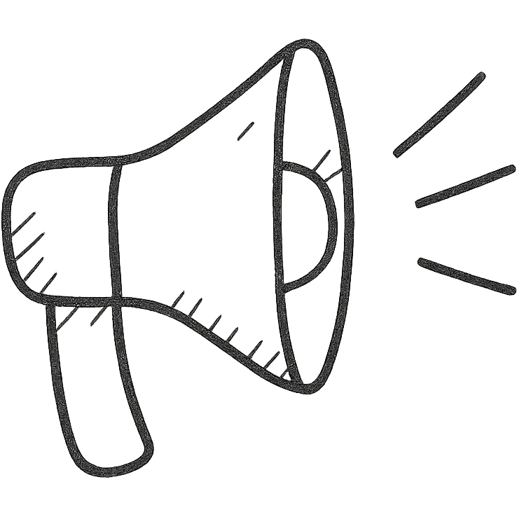 hand-drawn outlined loudspeaker icon emoji
