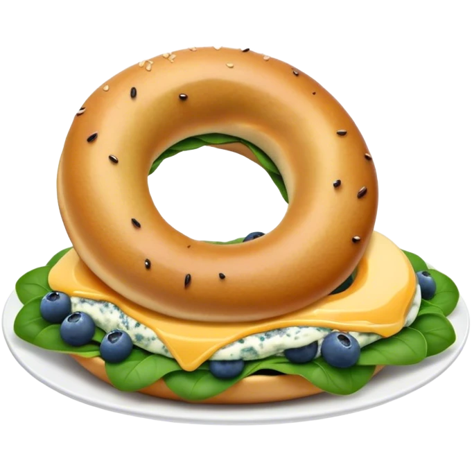 Pear spinach salad with half a blueberry bagel emoji