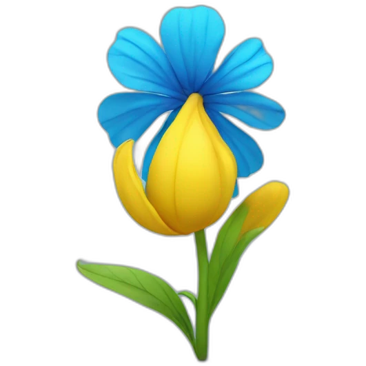 yellow flower with 3d blue body dancing emoji