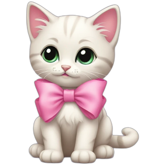Shy kitten with pink bow emoji