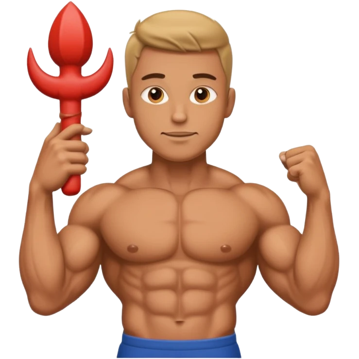 Buff naked male with a large dick in hand emoji